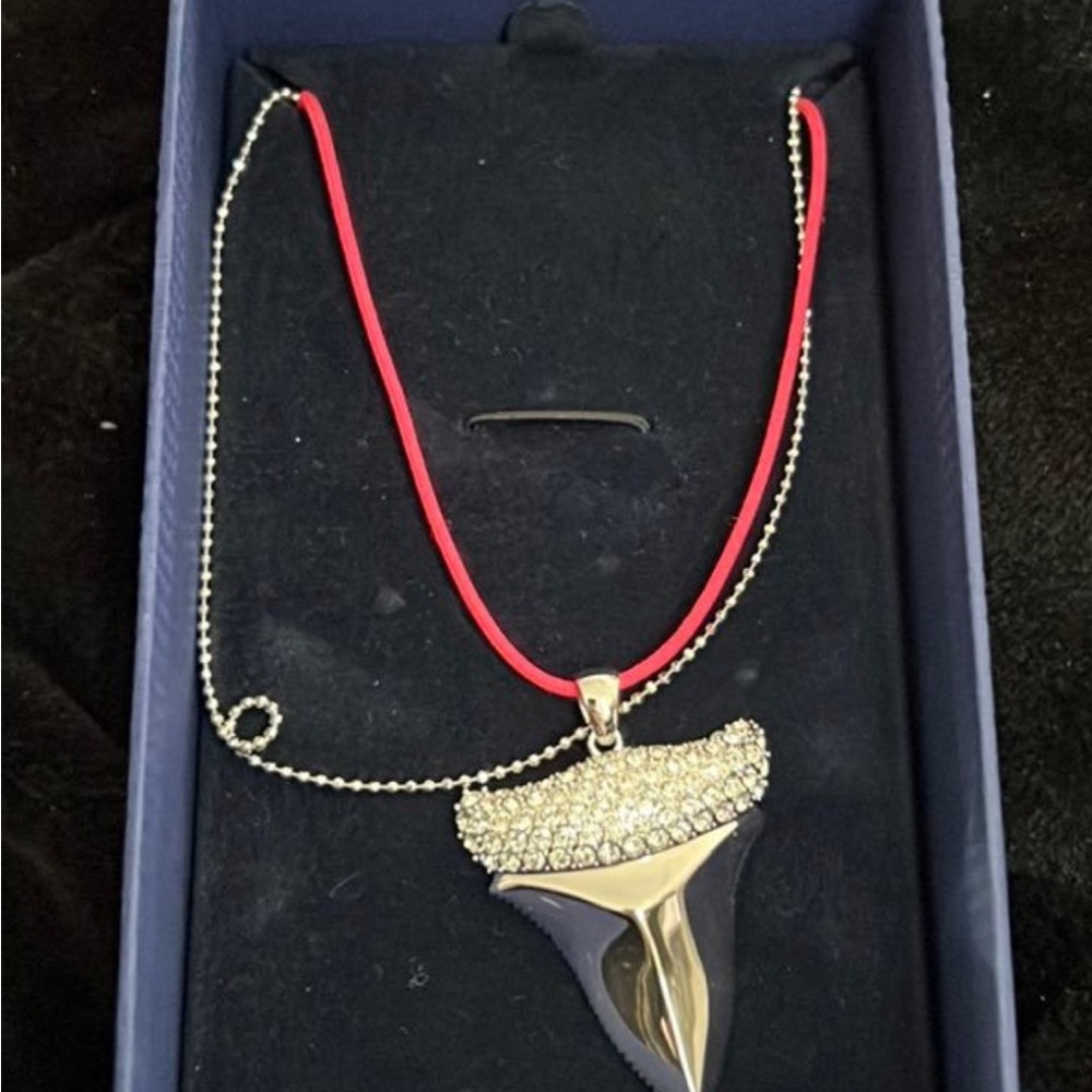 Gold and Black Shark Tooth Pendant Necklace